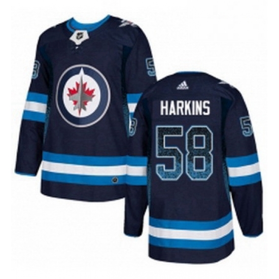 Mens Adidas Winnipeg Jets 58 Jansen Harkins Authentic Navy Blue Drift Fashion NHL Jersey Mens Adidas Winnipeg Jets 58 Jansen Harkins Authentic Navy Blue Drift Fashion NHL Jersey