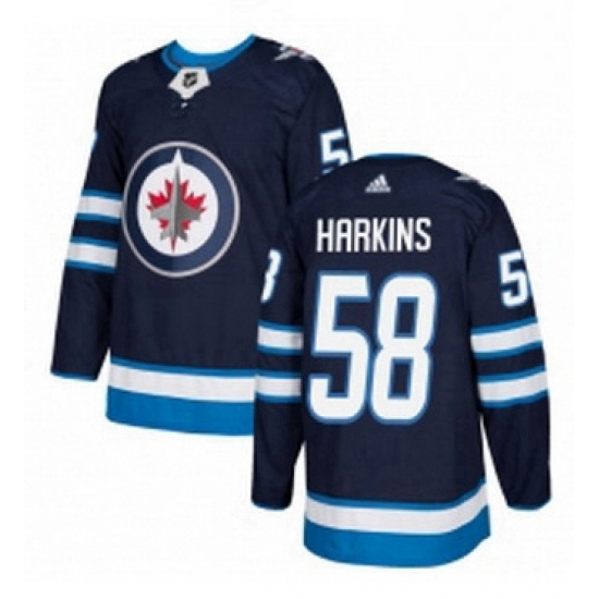 Mens Adidas Winnipeg Jets 58 Jansen Harkins Authentic Navy Blue Home NHL Jersey Mens Adidas Winnipeg Jets 58 Jansen Harkins Authentic Navy Blue Home NHL Jersey