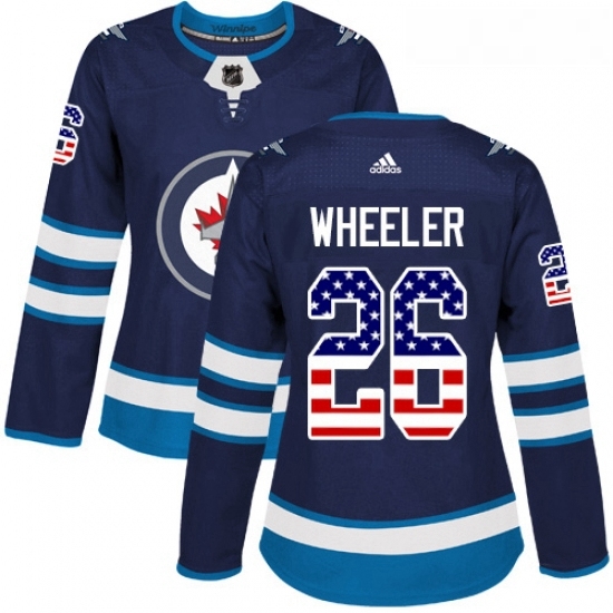 Womens Adidas Winnipeg Jets 26 Blake Wheeler Authentic Navy Blue USA Flag Fashion NHL Jersey Womens Adidas Winnipeg Jets 26 Blake Wheeler Authentic Navy Blue USA Flag Fashion NHL Jersey
