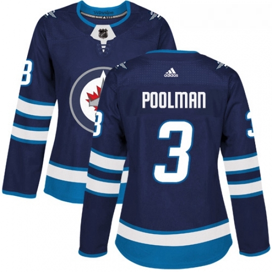 Womens Adidas Winnipeg Jets 3 Tucker Poolman Authentic Navy Blue Home NHL Jersey Womens Adidas Winnipeg Jets 3 Tucker Poolman Authentic Navy Blue Home NHL Jersey