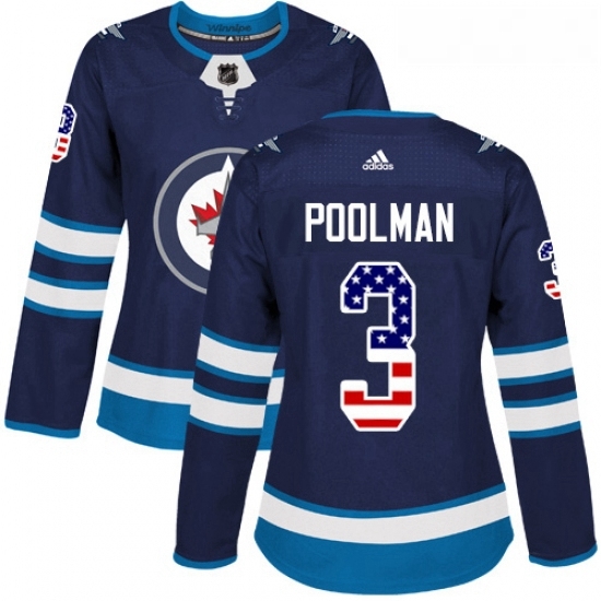 Womens Adidas Winnipeg Jets 3 Tucker Poolman Authentic Navy Blue USA Flag Fashion NHL Jersey Womens Adidas Winnipeg Jets 3 Tucker Poolman Authentic Navy Blue USA Flag Fashion NHL Jersey