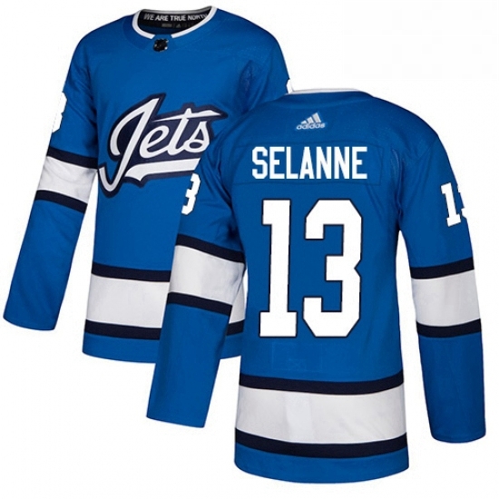 Youth Adidas Winnipeg Jets 13 Teemu Selanne Authentic Blue Alternate NHL Jersey Youth Adidas Winnipeg Jets 13 Teemu Selanne Authentic Blue Alternate NHL Jersey