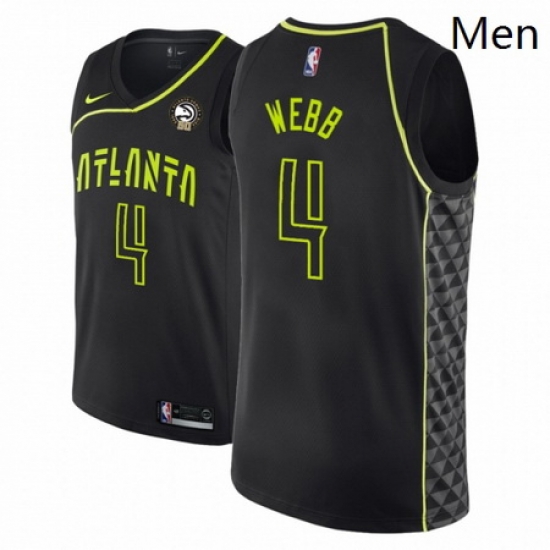 Men NBA 2018 19 Atlanta Hawks 4 Spud Webb 50th Anniversary City Edition Black Jersey Men NBA 2018 19 Atlanta Hawks 4 Spud Webb 50th Anniversary City Edition Black Jersey