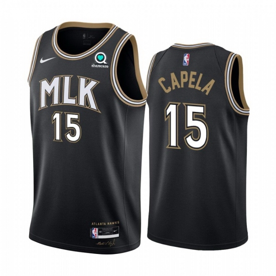 Men Nike Atlanta Hawks 15 Clint Capela Black NBA Swingman 2020 21 City Edition Jersey Men Nike Atlanta Hawks 15 Clint Capela Black NBA Swingman 2020 21 City Edition Jersey