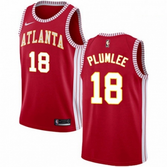 Mens Nike Atlanta Hawks 18 Miles Plumlee Swingman Red NBA Jersey Statement Edition Mens Nike Atlanta Hawks 18 Miles Plumlee Swingman Red NBA Jersey Statement Edition