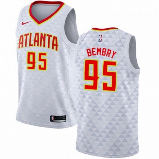 Mens Nike Atlanta Hawks 95 DeAndre Bembry Authentic White NBA Jersey Association Edition Mens Nike Atlanta Hawks 95 DeAndre Bembry Authentic White NBA Jersey Association Edition