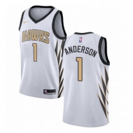 Womens Nike Atlanta Hawks 1 Justin Anderson Swingman White NBA Jersey City Edition 