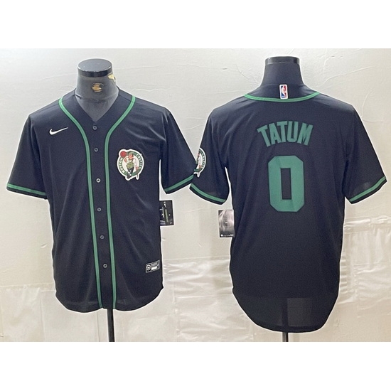 Men Boston Celtics 0 Jayson Tatum Black With Patch Cool Base Stitched Baseball Jersey Men Boston Celtics 0 Jayson Tatum Black With Patch Cool Base Stitched Baseball Jersey