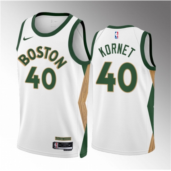 Men Boston Celtics 40 Luke Kornet White 2023 24 City Edition Stitched Basketball Jersey Men Boston Celtics 40 Luke Kornet White 2023 24 City Edition Stitched Basketball Jersey