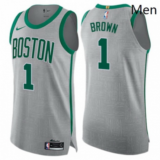 Mens Nike Boston Celtics 1 Walter Brown Authentic Gray NBA Jersey City Edition Mens Nike Boston Celtics 1 Walter Brown Authentic Gray NBA Jersey City Edition