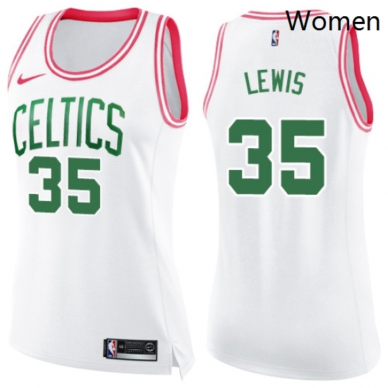 Womens Nike Boston Celtics 35 Reggie Lewis Swingman WhitePink Fashion NBA Jersey Womens Nike Boston Celtics 35 Reggie Lewis Swingman WhitePink Fashion NBA Jersey