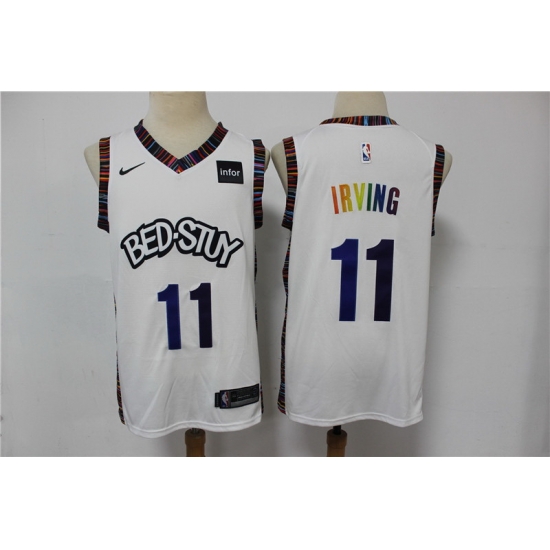 Men Brooklyn Nets 11 Kyrie Irving White 2020 City Edition Gradient Font Nike Swingman Jersey Men Brooklyn Nets 11 Kyrie Irving White 2020 City Edition Gradient Font Nike Swingman Jersey