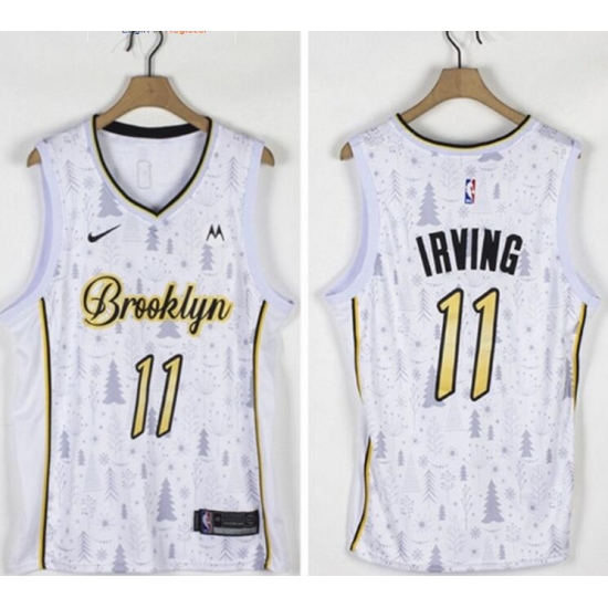 Men Nets 11 Kyrie Irving White Nike Christmas Edition Swingman Jersey Men Nets 11 Kyrie Irving White Nike Christmas Edition Swingman Jersey