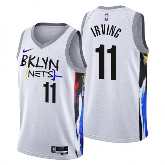 Men's Brooklyn Nets #11 Kyrie Irving 2022-23 White City Edition Stitched Basketball Jersey Men's Brooklyn Nets #11 Kyrie Irving 2022-23 White City Edition Stitched Basketball Jersey