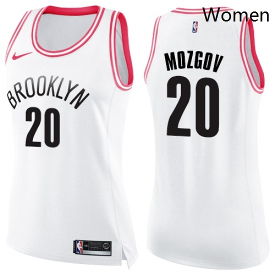Womens Nike Brooklyn Nets 20 Timofey Mozgov Swingman WhitePink Fashion NBA Jersey Womens Nike Brooklyn Nets 20 Timofey Mozgov Swingman WhitePink Fashion NBA Jersey