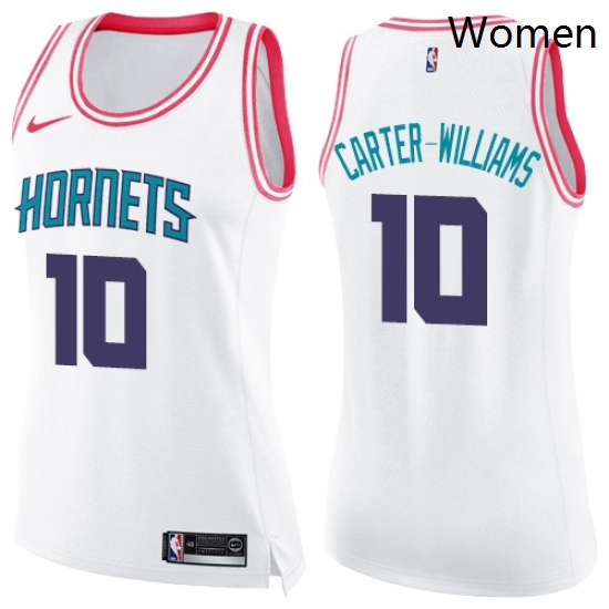 Womens Nike Charlotte Hornets 10 Michael Carter Williams Swingman WhitePink Fashion NBA Jersey Womens Nike Charlotte Hornets 10 Michael Carter Williams Swingman WhitePink Fashion NBA Jersey