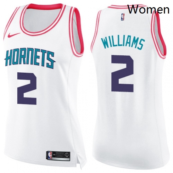 Womens Nike Charlotte Hornets 2 Marvin Williams Swingman WhitePink Fashion NBA Jersey Womens Nike Charlotte Hornets 2 Marvin Williams Swingman WhitePink Fashion NBA Jersey