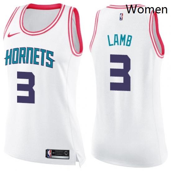Womens Nike Charlotte Hornets 3 Jeremy Lamb Swingman WhitePink Fashion NBA Jersey Womens Nike Charlotte Hornets 3 Jeremy Lamb Swingman WhitePink Fashion NBA Jersey