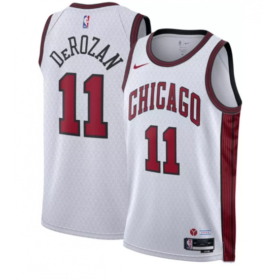 Men Chicago Bulls 11 DeMar DeRozan White 2022 23 City Edition Stitched Basketball Jersey Men Chicago Bulls 11 DeMar DeRozan White 2022 23 City Edition Stitched Basketball Jersey