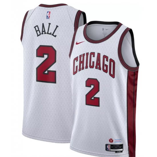 Men Chicago Bulls 2 Lonzo Ball White 2022 23 City Edition Stitched Basketball Jersey Men Chicago Bulls 2 Lonzo Ball White 2022 23 City Edition Stitched Basketball Jersey