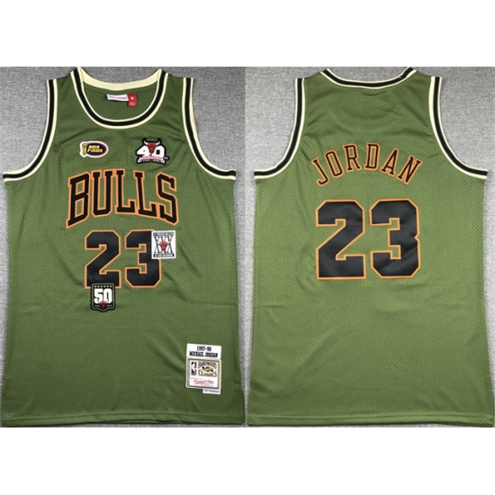Men Chicago Bulls 23 Michael Jordan Green 1997 98 Throwback Stitched Basketball Jersey Men Chicago Bulls 23 Michael Jordan Green 1997 98 Throwback Stitched Basketball Jersey