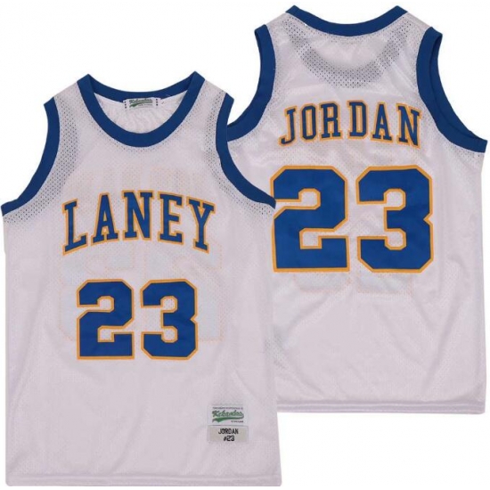 Men Laney 23 Michael Jordan High School Basketball Jersey White Men Laney 23 Michael Jordan High School Basketball Jersey White