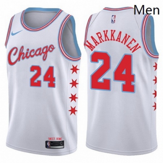 Mens Nike Chicago Bulls 24 Lauri Markkanen Authentic White NBA Jersey City Edition Mens Nike Chicago Bulls 24 Lauri Markkanen Authentic White NBA Jersey City Edition