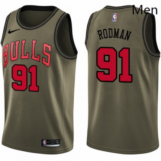 Mens Nike Chicago Bulls 91 Dennis Rodman Swingman Green Salute to Service NBA Jersey Mens Nike Chicago Bulls 91 Dennis Rodman Swingman Green Salute to Service NBA Jersey