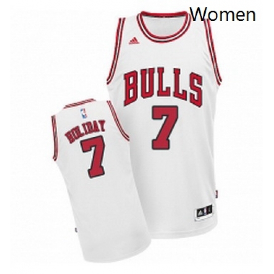 Womens Adidas Chicago Bulls 7 Justin Holiday Swingman White Home NBA Jersey 