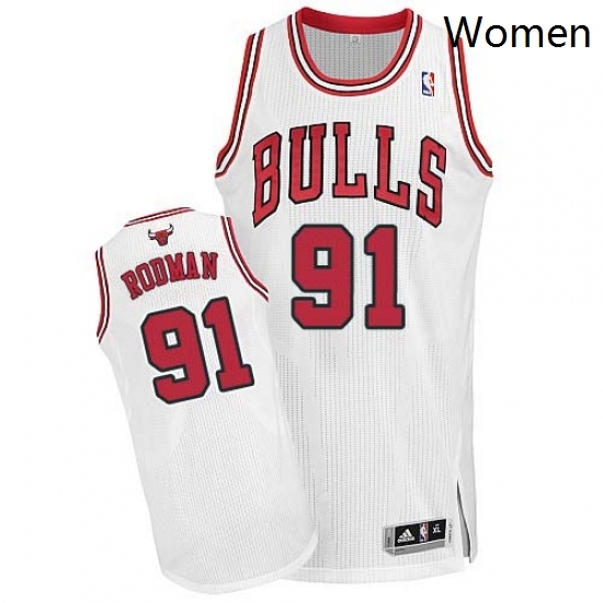 Womens Adidas Chicago Bulls 91 Dennis Rodman Authentic White Home NBA Jersey Womens Adidas Chicago Bulls 91 Dennis Rodman Authentic White Home NBA Jersey