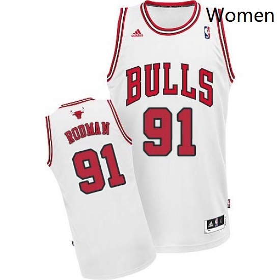 Womens Adidas Chicago Bulls 91 Dennis Rodman Swingman White Home NBA Jersey Womens Adidas Chicago Bulls 91 Dennis Rodman Swingman White Home NBA Jersey