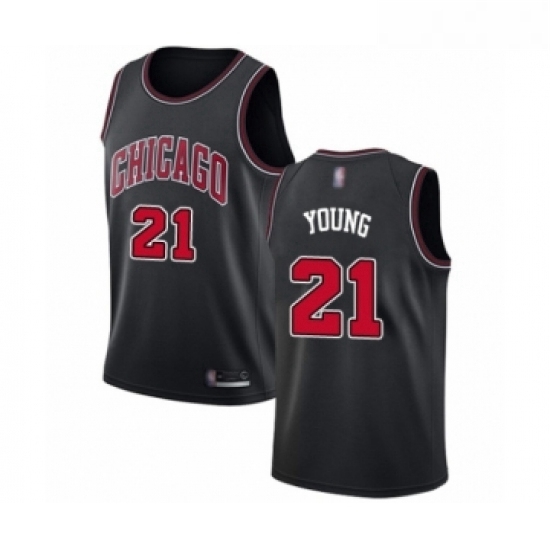Womens Chicago Bulls 21 Thaddeus Young Swingman Black Basketball Jersey Statement Edition Womens Chicago Bulls 21 Thaddeus Young Swingman Black Basketball Jersey Statement Edition