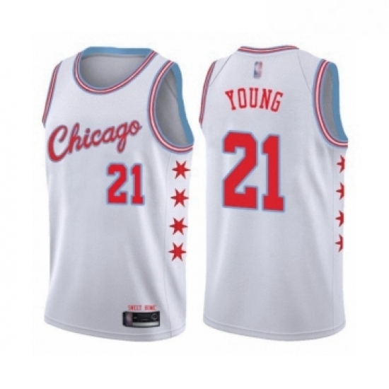 Womens Chicago Bulls 21 Thaddeus Young Swingman White Basketball Jersey City Edition Womens Chicago Bulls 21 Thaddeus Young Swingman White Basketball Jersey City Edition