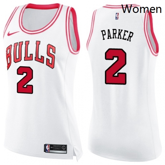 Womens Nike Chicago Bulls 2 Jabari Parker Swingman White Pink Fashion NBA Jersey Womens Nike Chicago Bulls 2 Jabari Parker Swingman White Pink Fashion NBA Jersey