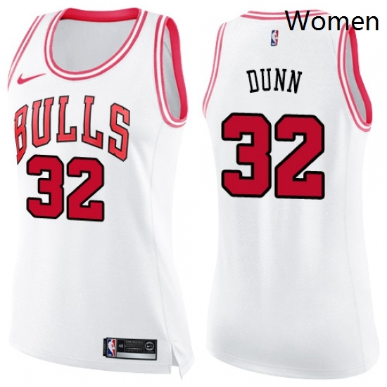 Womens Nike Chicago Bulls 32 Kris Dunn Swingman WhitePink Fashion NBA Jersey Womens Nike Chicago Bulls 32 Kris Dunn Swingman WhitePink Fashion NBA Jersey