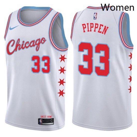 Womens Nike Chicago Bulls 33 Scottie Pippen Swingman White NBA Jersey City Edition Womens Nike Chicago Bulls 33 Scottie Pippen Swingman White NBA Jersey City Edition