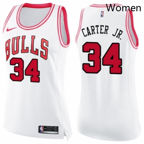 Womens Nike Chicago Bulls 34 Wendell Carter Jr Swingman WhitePink Fashion NBA Jersey Womens Nike Chicago Bulls 34 Wendell Carter Jr Swingman WhitePink Fashion NBA Jersey