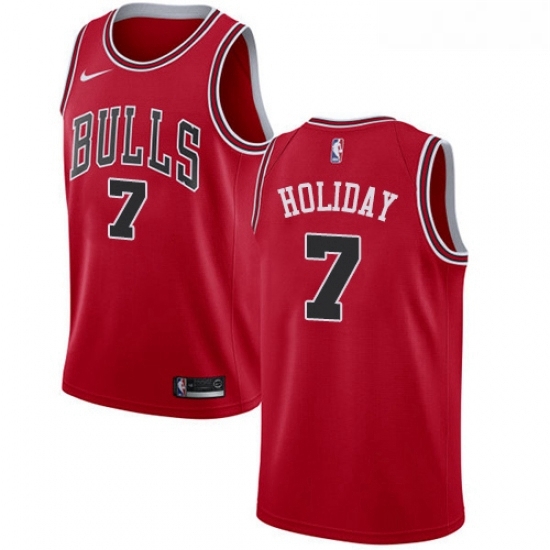 Womens Nike Chicago Bulls 7 Justin Holiday Swingman Red Road NBA Jersey Icon Edition 
