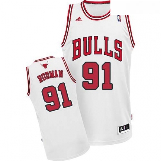 Youth Adidas Chicago Bulls 91 Dennis Rodman Swingman White Home NBA Jersey Youth Adidas Chicago Bulls 91 Dennis Rodman Swingman White Home NBA Jersey