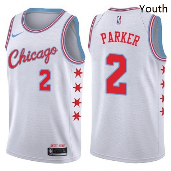 Youth Nike Chicago Bulls 2 Jabari Parker Swingman White NBA Jersey City Edition Youth Nike Chicago Bulls 2 Jabari Parker Swingman White NBA Jersey City Edition