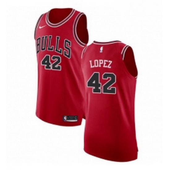 Youth Nike Chicago Bulls 42 Robin Lopez Authentic Red Road NBA Jersey Icon Edition