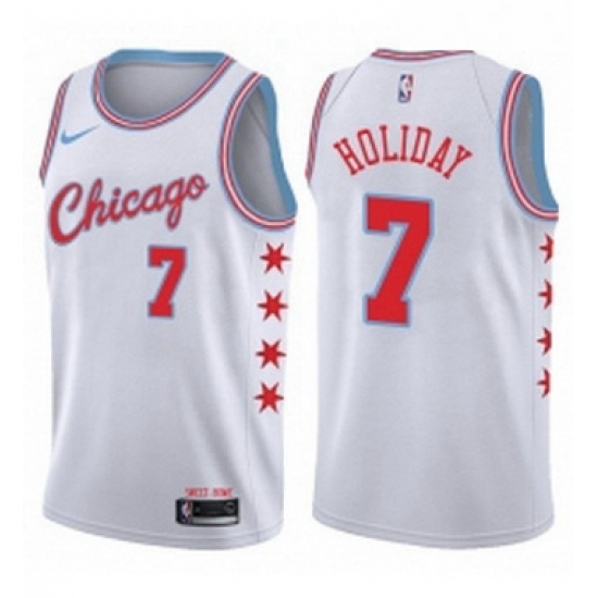 Youth Nike Chicago Bulls 7 Justin Holiday Swingman White NBA Jersey City Edition Youth Nike Chicago Bulls 7 Justin Holiday Swingman White NBA Jersey City Edition