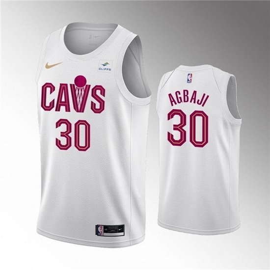 Men Cleveland Cavaliers 30 Ochai Agbaji White Association Edition Stitched Basketball Jersey Men Cleveland Cavaliers 30 Ochai Agbaji White Association Edition Stitched Basketball Jersey