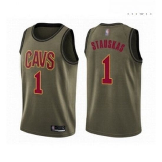 Mens Cleveland Cavaliers 1 Nik Stauskas Swingman Green Salute to Service Basketball Jersey Mens Cleveland Cavaliers 1 Nik Stauskas Swingman Green Salute to Service Basketball Jersey