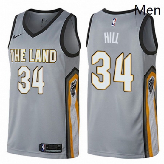 Mens Nike Cleveland Cavaliers 34 Tyrone Hill Swingman Gray NBA Jersey City Edition Mens Nike Cleveland Cavaliers 34 Tyrone Hill Swingman Gray NBA Jersey City Edition