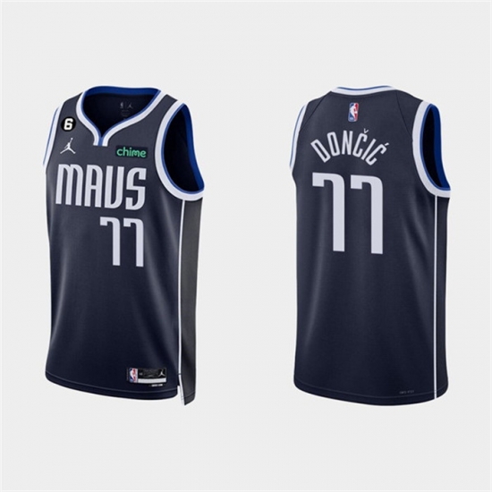 Men Dallas Mavericks 77 Luka Doncic Navy Statement Edition With NO 6 Patch Stitched Basketball Jerseys Men Dallas Mavericks 77 Luka Doncic Navy Statement Edition With NO 6 Patch Stitched Basketball Jerseys
