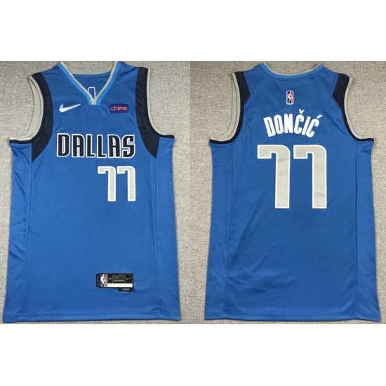 Men Dallas Mavericks Luka Doncic #77 75th Anniversary Swingman Blue Stitched Basketball Jersey Men Dallas Mavericks Luka Doncic #77 75th Anniversary Swingman Blue Stitched Basketball Jersey
