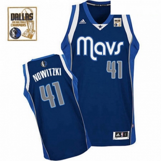 Mens Adidas Dallas Mavericks 41 Dirk Nowitzki Swingman Navy Blue Alternate Champions Patch NBA Jersey Mens Adidas Dallas Mavericks 41 Dirk Nowitzki Swingman Navy Blue Alternate Champions Patch NBA Jersey