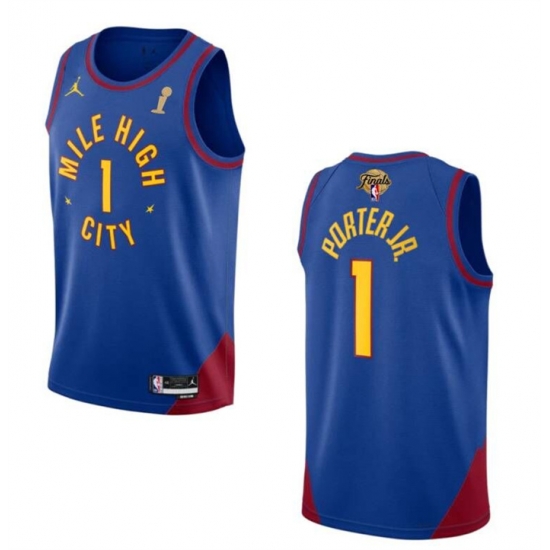Men Denver Nuggets 1 Michael Porter Jr Blue 2023 Finals Champions Statement Edition Stitched Basketball Jersey Men Denver Nuggets 1 Michael Porter Jr Blue 2023 Finals Champions Statement Edition Stitched Basketball Jersey