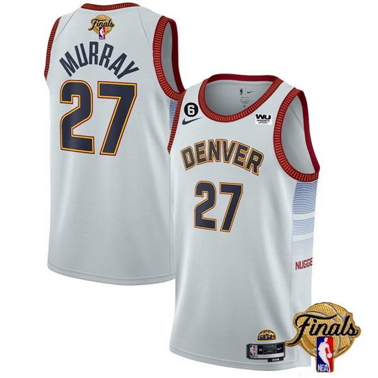 Men Denver Nuggets 27 Jamal Murray Silver 2023 Finals Icon Edition With NO 6 Patch Stitched Basketball Jersey Men Denver Nuggets 27 Jamal Murray Silver 2023 Finals Icon Edition With NO 6 Patch Stitched Basketball Jersey